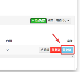 插图③:域名列表页,显示 DNS 按钮